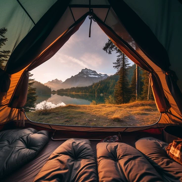 Ultimate Guide to Adventure Gear: Everything You Need for Your Next Trip 1 a picture of a tent view near a lake&mountain