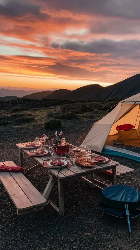 Campfire Cooking: How To Make Best Outdoor Recipes 3 a photo of a dinner table with campfire cooking meals